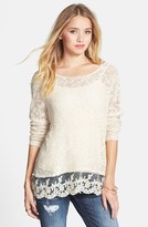 Thumbnail for your product : Woven Heart Lace Trim Sweater (Juniors)