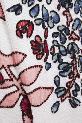Carolina Herrera Embellished Embroidered Silk-organza Midi Dress