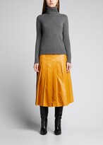 Thumbnail for your product : Loro Piana Alabama Pleated Leather Midi Skirt