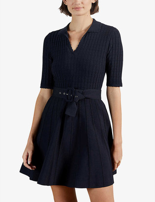 Ted Baker Aleee belted stretch-knit mini dress