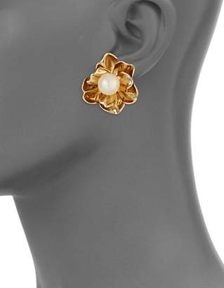 Kate Spade Faux Pearl Floral Statement Stud Earrings