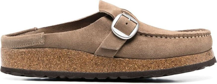 Birkenstock Buckley Gray Taupe Suede Leather Shoes