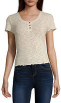 Thumbnail for your product : Arizona Juniors Womens Round Neck Short Sleeve Henley Shirt