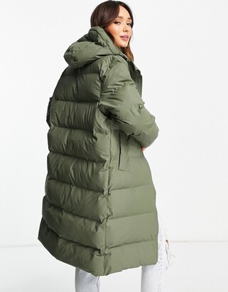 Rains 1507 long puffer coat in green - ShopStyle