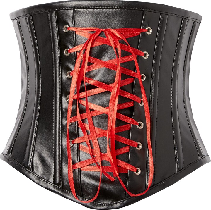 Daisy corsets Women's Lavish Black/Red Wet Look Faux Leather Lace