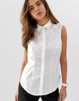 Thumbnail for your product : ASOS Design DESIGN fuller bust sleeveless shirt in stretch cotton
