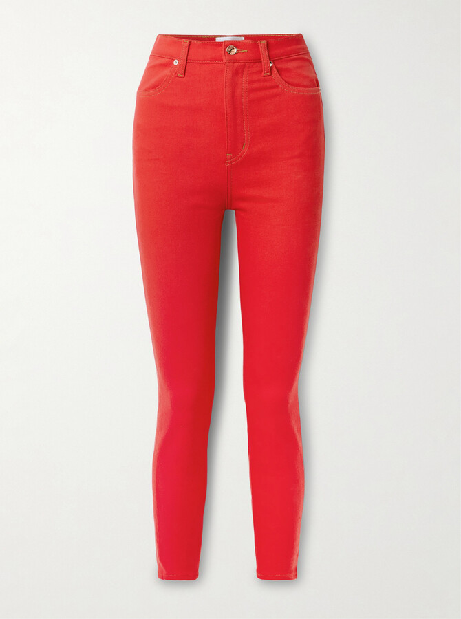 Frame + Carolina Herrera The Taper High-rise Skinny Jeans - Red
