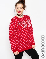 Thumbnail for your product : ASOS CURVE Holidays Sweater with 'This Girl Loves Santa'