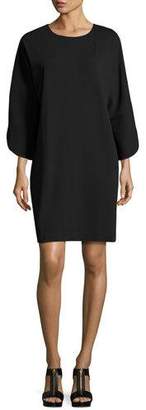 Joan Vass Tulip-Sleeve Cotton-Interlock Dress, Petite