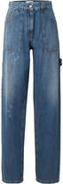 Valentino - Distressed High-rise Wide-leg Jeans - Mid denim
