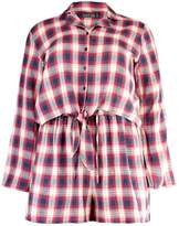 Thumbnail for your product : boohoo Plus Becca Checked Shirt and Short PJ Set