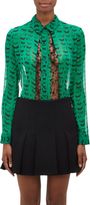Thumbnail for your product : Thakoon Eyelash" Georgette & Lace Blouse-Green