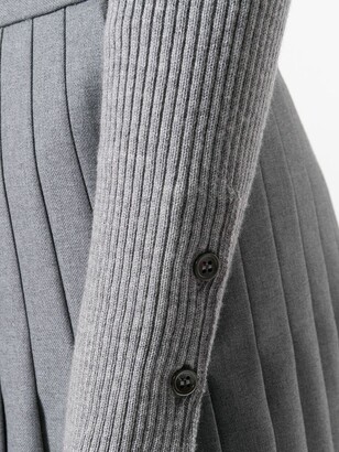 Thom Browne Striped Half-and-Half Rib Knit Turtleneck In Fine Merino Wool