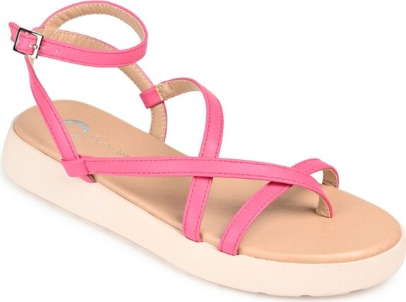 Journee Collection JourneeCollectionWomen'sJeseliaAnkleStrapFlatSandalsPink7.5