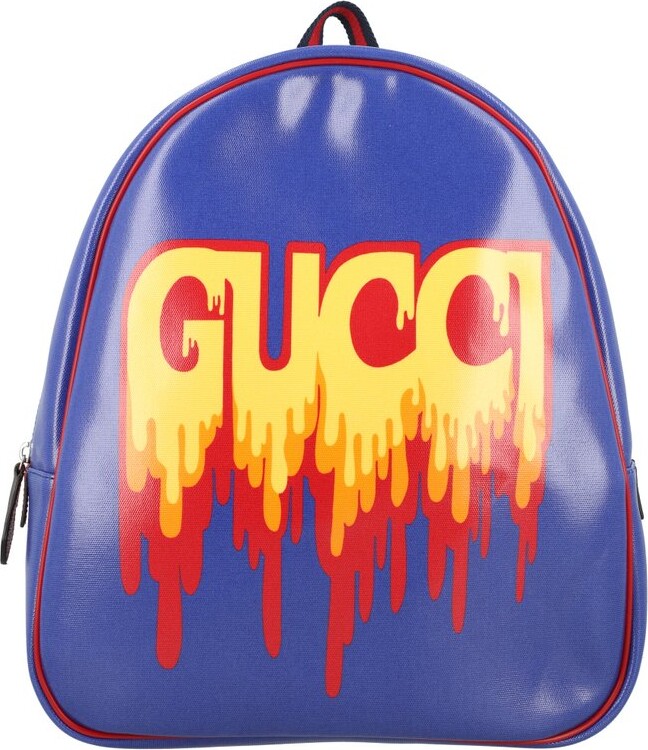 Gucci Kids Navy Original GG Wool Kids Backpack QFB1KS4INB000