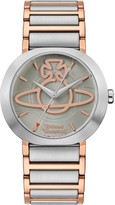 Thumbnail for your product : Vivienne Westwood Clerkenwell Soft Green and Rose Gold Orb Dial Two Tone Stainless Steel H Link Bracelet Watch