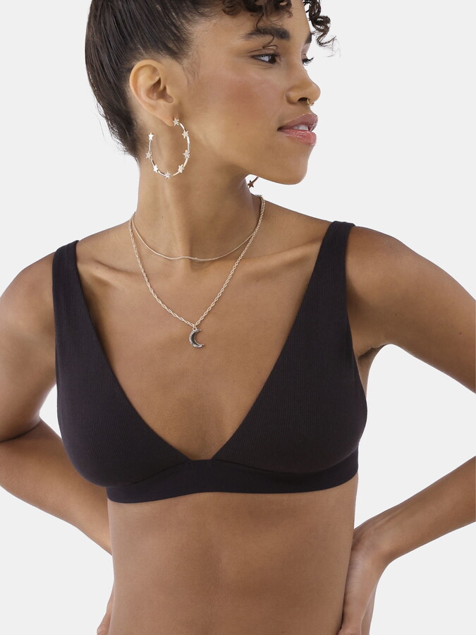 No Boundaries Cotton Rib Wirefree Plunge Bra, Women’s Sizes XS – XXXL