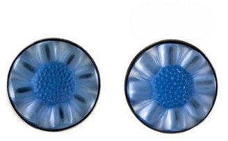 Lalique Crystal Flower Clip-On Earrings