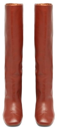 Ssone - Rita Knee-high Leather Boots - Dark Red