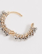 Thumbnail for your product : ASOS DESIGN hoop earrings with ball studs in two tone finish