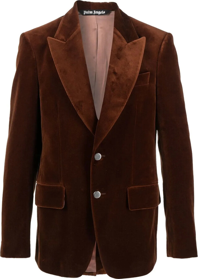 Palm Angels Single-Breasted Velvet Blazer