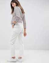 Thumbnail for your product : ASOS Maternity DESIGN Maternity Florence authentic straight leg jeans in white with contrast stitch with under the bump waistband