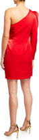 Thumbnail for your product : Aidan Mattox Draped Charmeuse One-Shoulder Wrapped Cocktail Dress