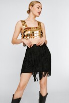 Thumbnail for your product : Nasty Gal Womens Faux Suede Fringe Mini Skirt - Black - L