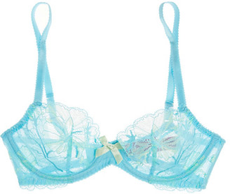 L'Agent by Agent Provocateur Macie Leavers Lace And Stretch-tulle Balconette Bra - Turquoise