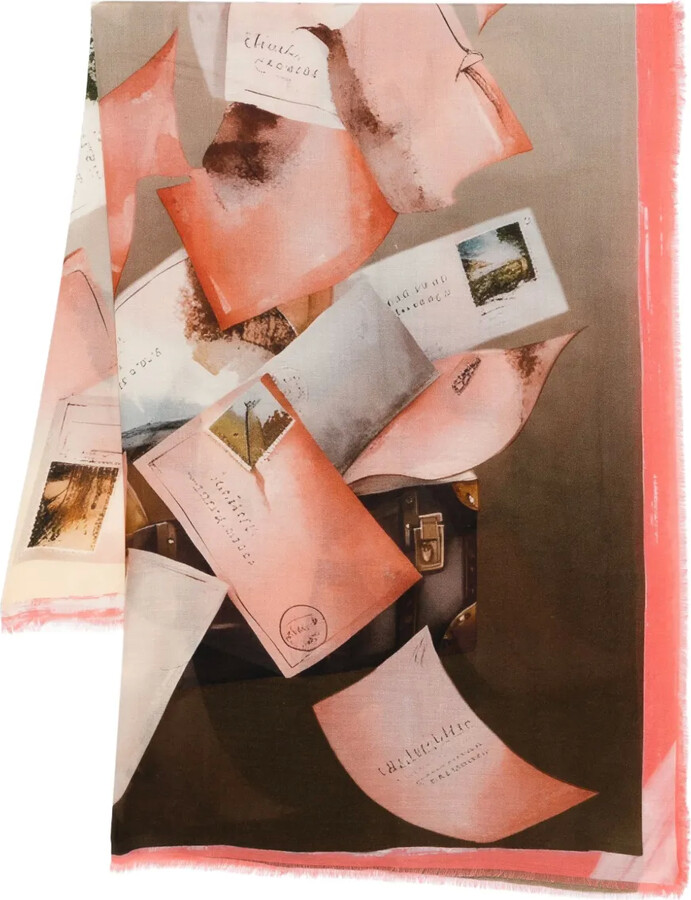 D'aniello Letter-Print Fringed Scarf