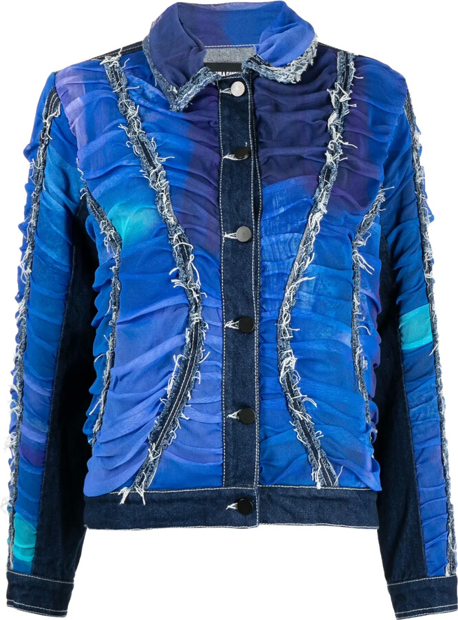 Paula Canovas Del Vas Ruched Frayed Denim Jacket