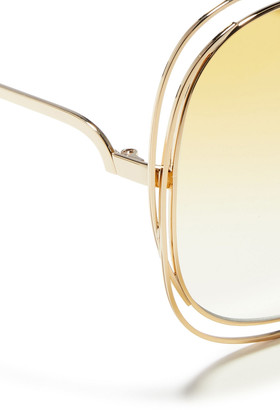 Chloé Oversized Round-frame Gold-tone And Acetate Sunglasses