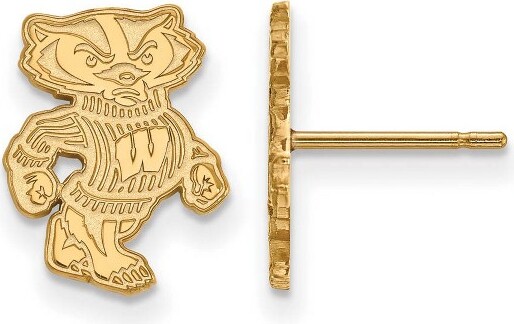 Black Bow Jewelry Co. BlackBowJewelry10kYellowGoldWisconsinBadgersNCAAMascotSmallPostEarrings