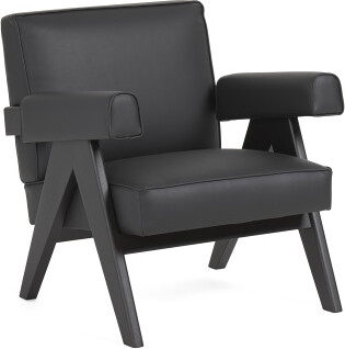 TJMAXX 25X28 European Oak Chandigarh Upholstered Arm Chair, Polyester/Leather