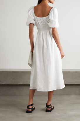 Faithfull The Brand + Net Sustain Shay Shirred Linen Midi Dress - White