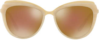 Dolce & Gabbana Metal-Trim Mirrored Iridescent Cat-Eye Sunglasses, Beige