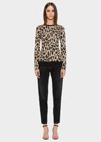 Thumbnail for your product : Versace Animalier Long Sleeve Knit Top