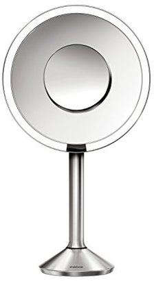 Simplehuman Sensor Mirror Pro, 8 inch Round Lighted Makeup Mirror, 5x Magnification, Adjustable Color Temperature, Wifi-Enabled