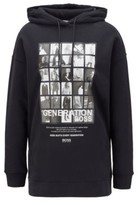 Thumbnail for your product : HUGO BOSS Cotton-blend hooded sweatshirt with collection-themed print