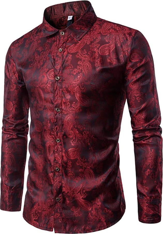 Meijunter Mens Dress Shirts Long Sleeve Funky Printed Pattern
