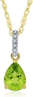 JCPenney FINE JEWELRY Pear-Shaped Genuine Peridot and Lab-Created White Sapphire Pendant Necklace