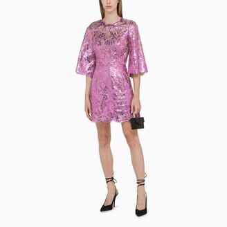 Dolce & Gabbana Fuchsia lace sheer minidress