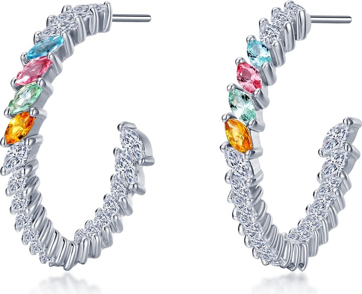 Lafonn Simulated Diamond & Created Sapphire Inside Out Hoop Earrings