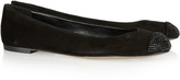 Thumbnail for your product : Giuseppe Zanotti Crystal-embellished suede ballet flats