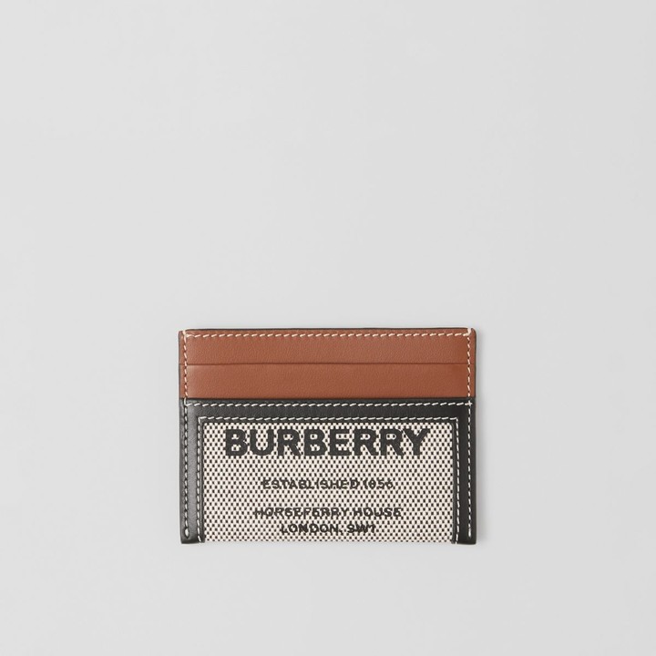 Burberry Horseferry Print Cotton Canvas and Leather Card Case - ShopStyle