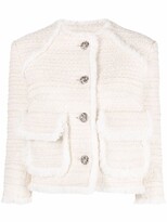 Thumbnail for your product : Philipp Plein Embroidered Bouclé Cropped Blazer
