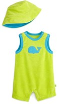 Thumbnail for your product : Offspring 'Lime Whale' Terry Cloth Romper & Hat (Baby Boys)