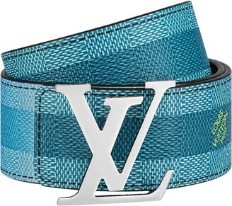 Brand new/Men Fashion Shows/LV reversible belt in blue and green