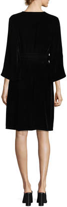 Eileen Fisher Velvet 3/4-Sleeve Wrap Dress, Petite