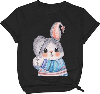 jieGorge Blouse Women Elegant Women Casual Easter Lovely Rabbit Printing Loose Comfortable Tops T-Shirt Blouse